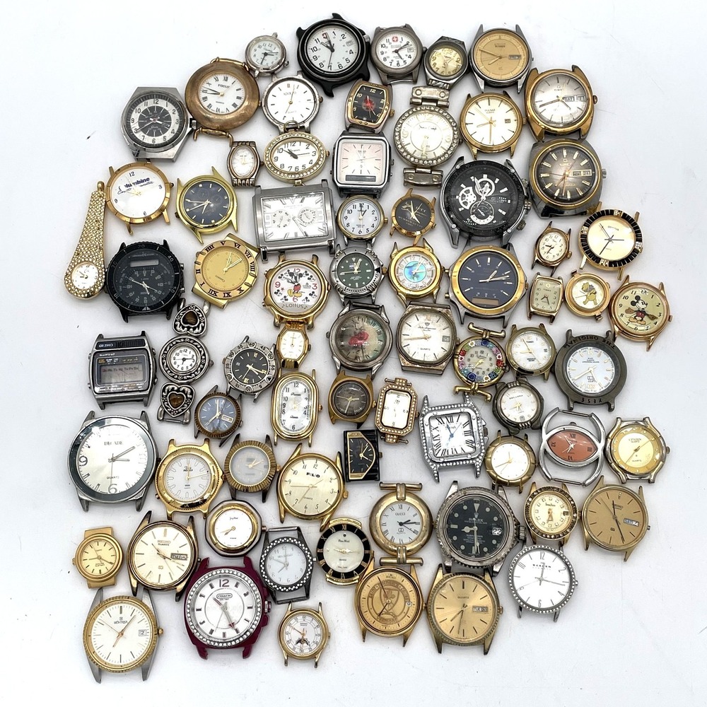Bulk 72Pc 3.5lbs VTG Designer Luxury Mix Watch Faces Spares Repairs Crafts Parts